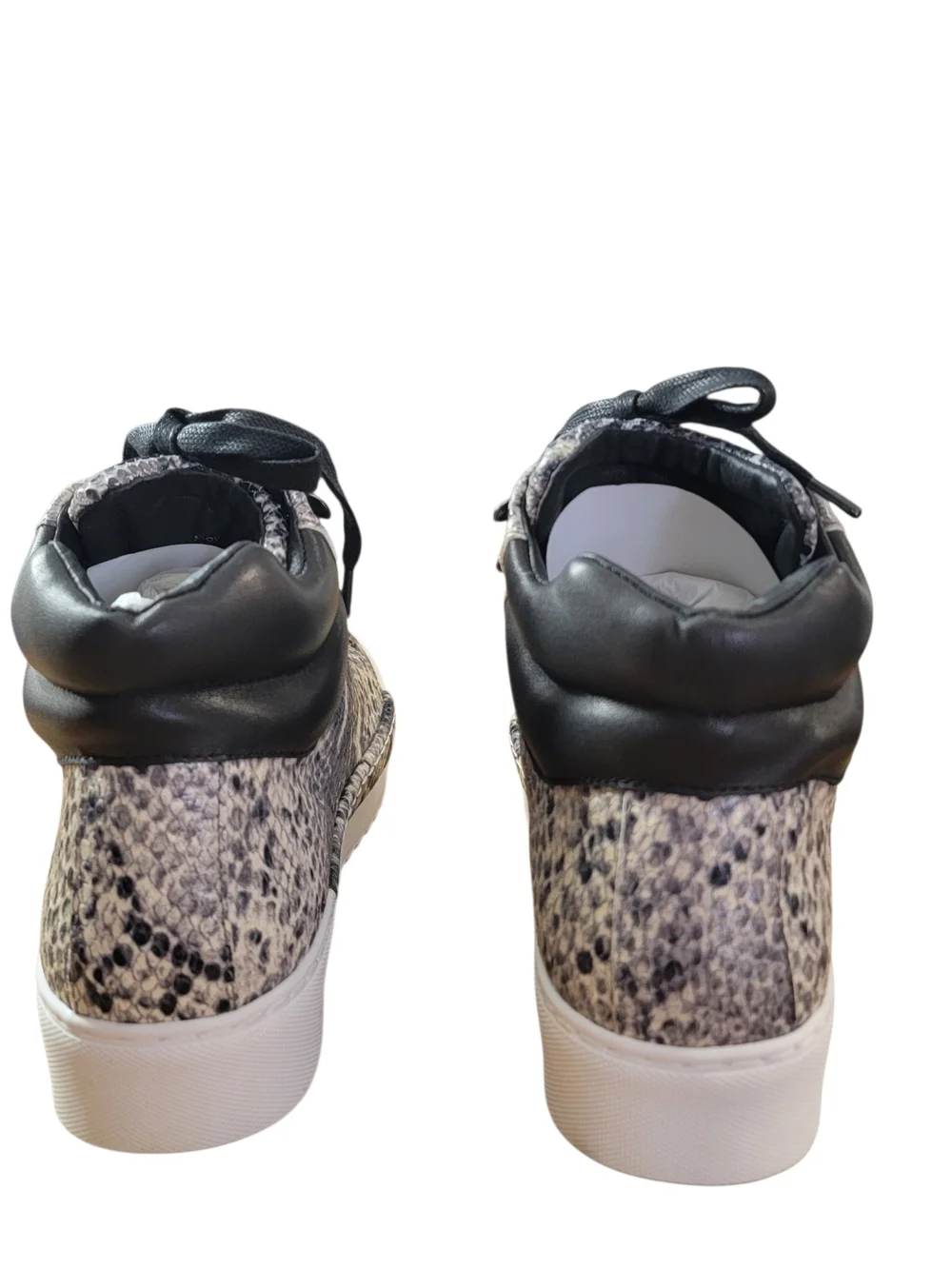 CECELIA NEW YORK Snake-Print Embossed Leath High-Top Sneakers in Black and White